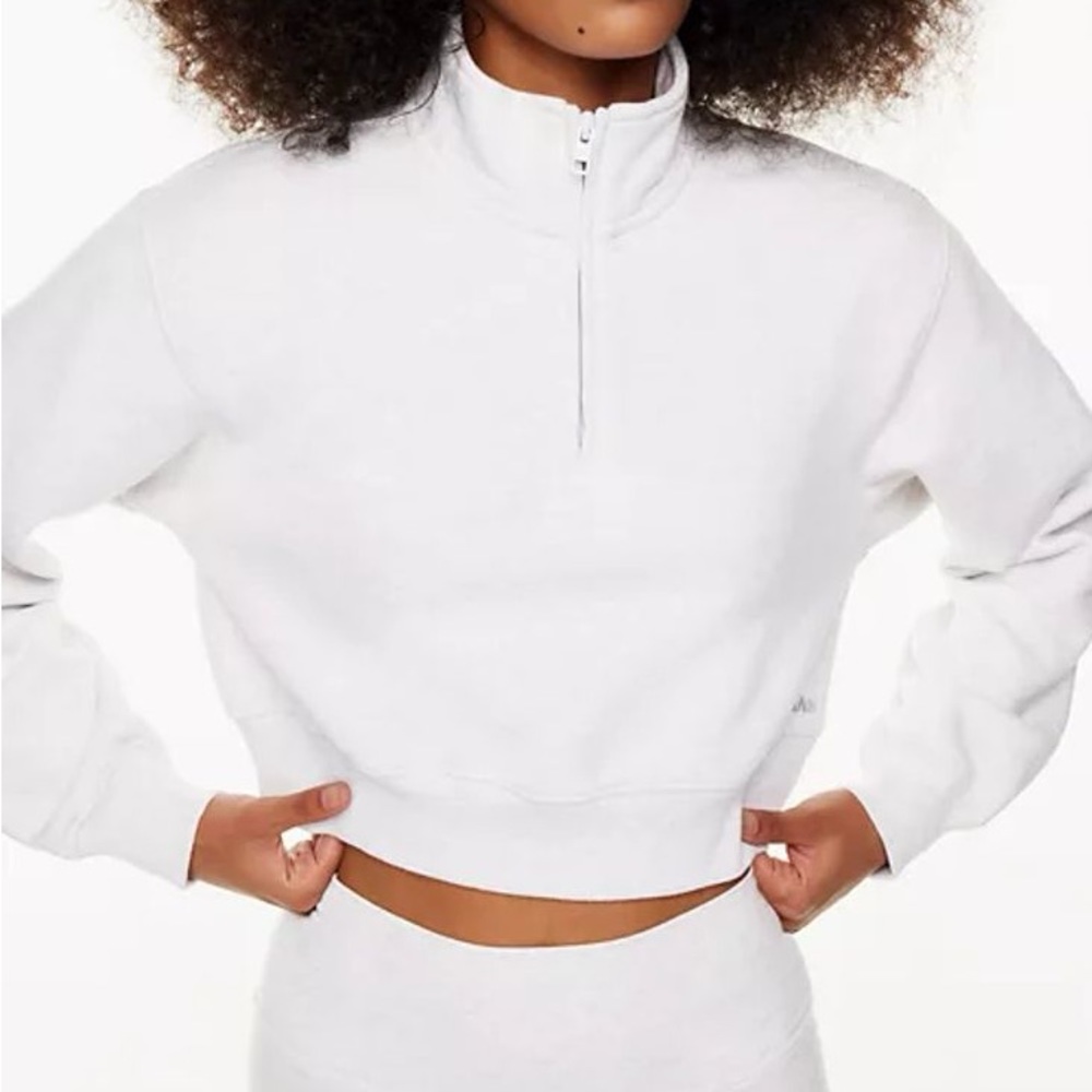 TNA airy fleece perfect 1/4 zip sweatshirt white